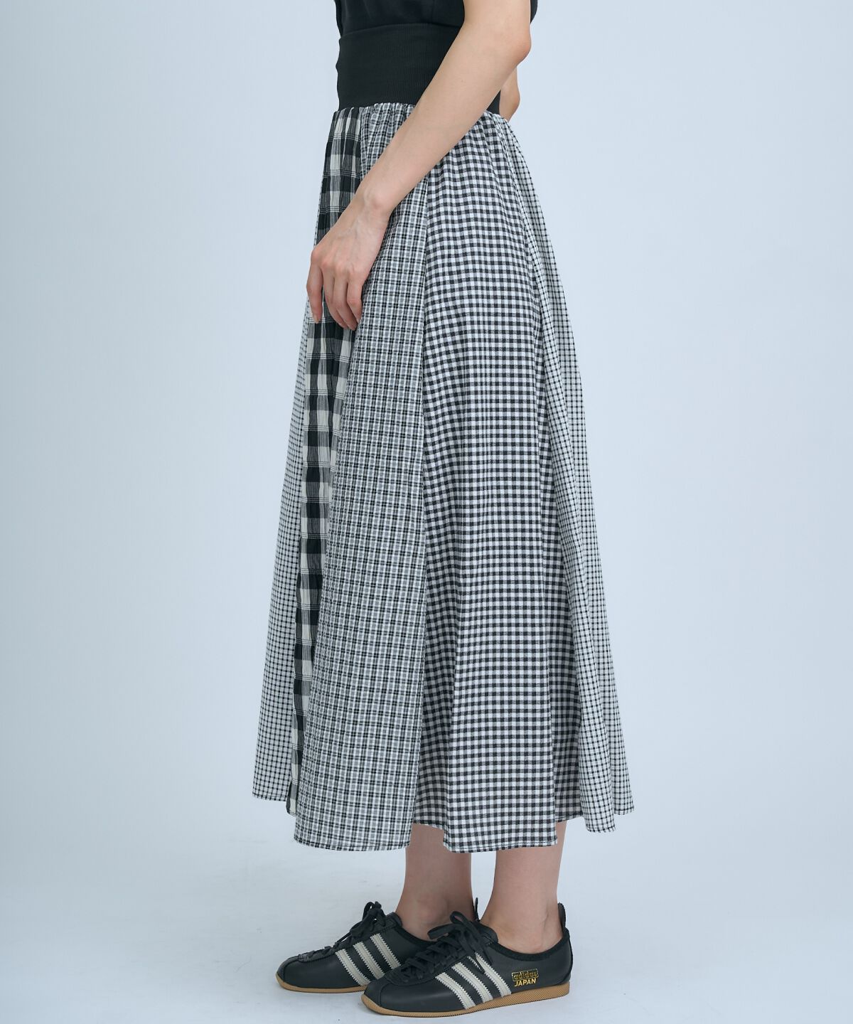 アンドクチュール「サッカーギンガム組み合わせスカート」|フレア|