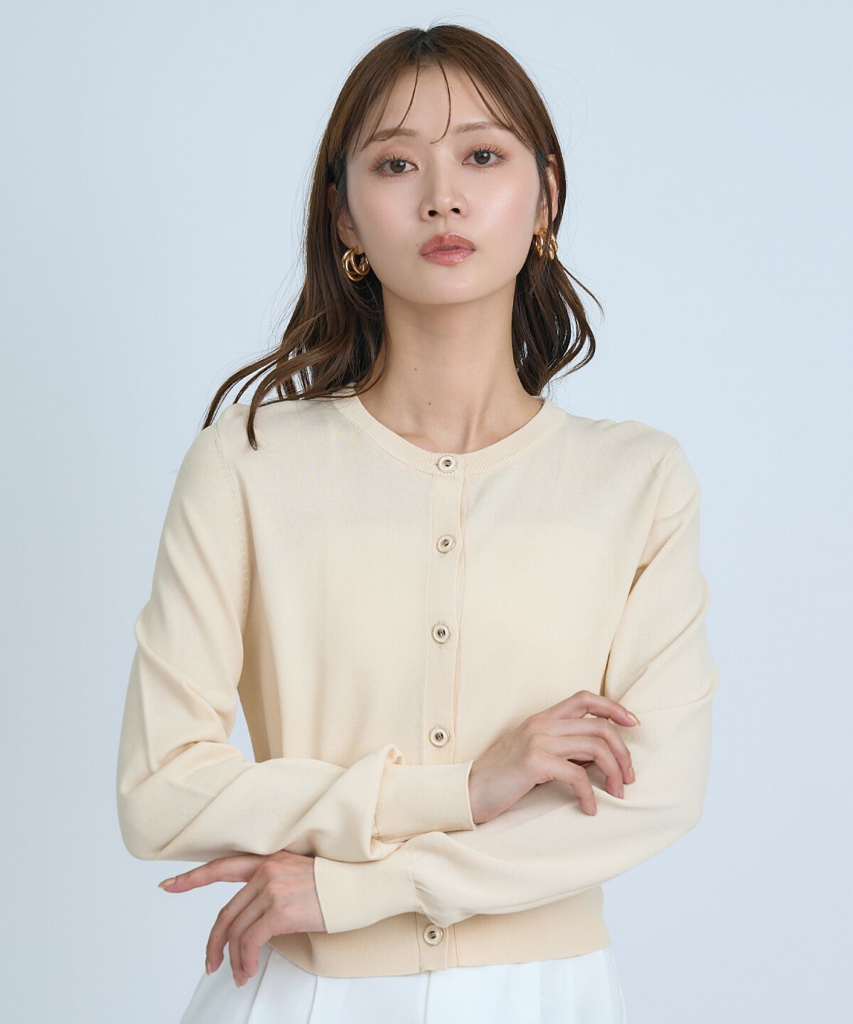 アンドクチュール「クルーネックカーディガン」|カーディガン|