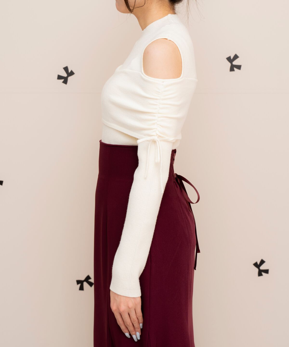 WILLSELECTION「ギャザーリボンオフショルニット」|ニット・セーター|