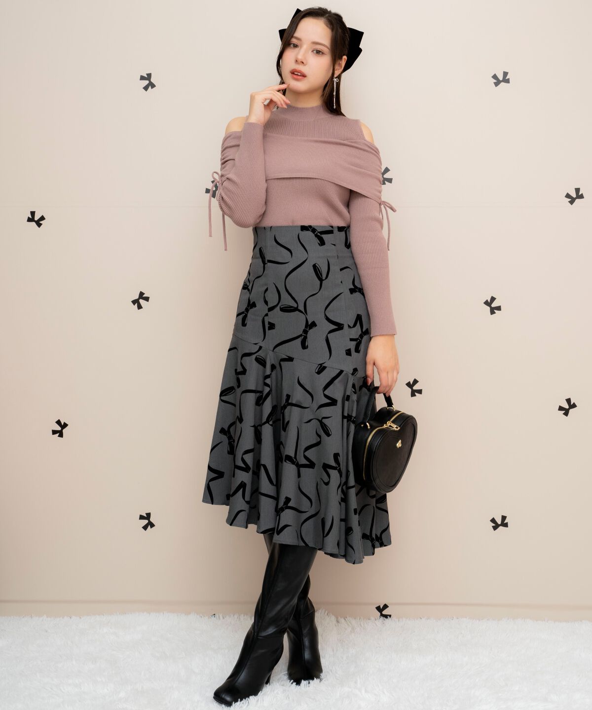 WILLSELECTION「ギャザーリボンオフショルニット」|ニット・セーター|