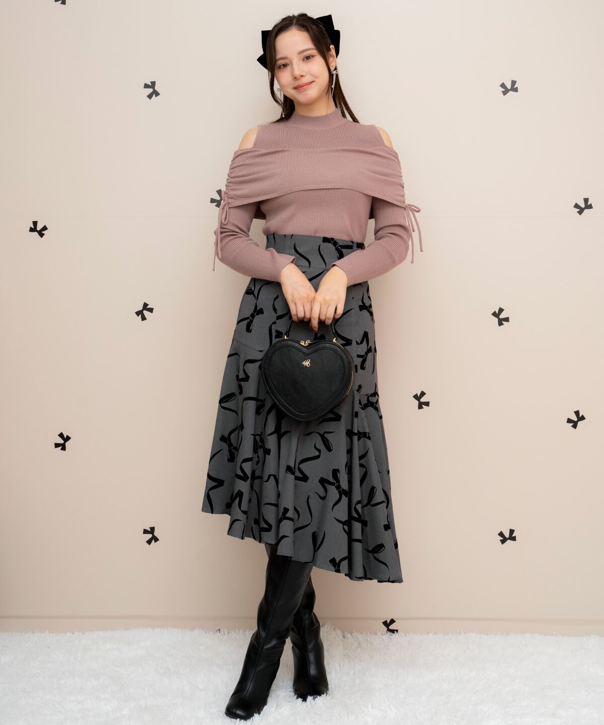 WILLSELECTION「ギャザーリボンオフショルニット」|ニット・セーター|