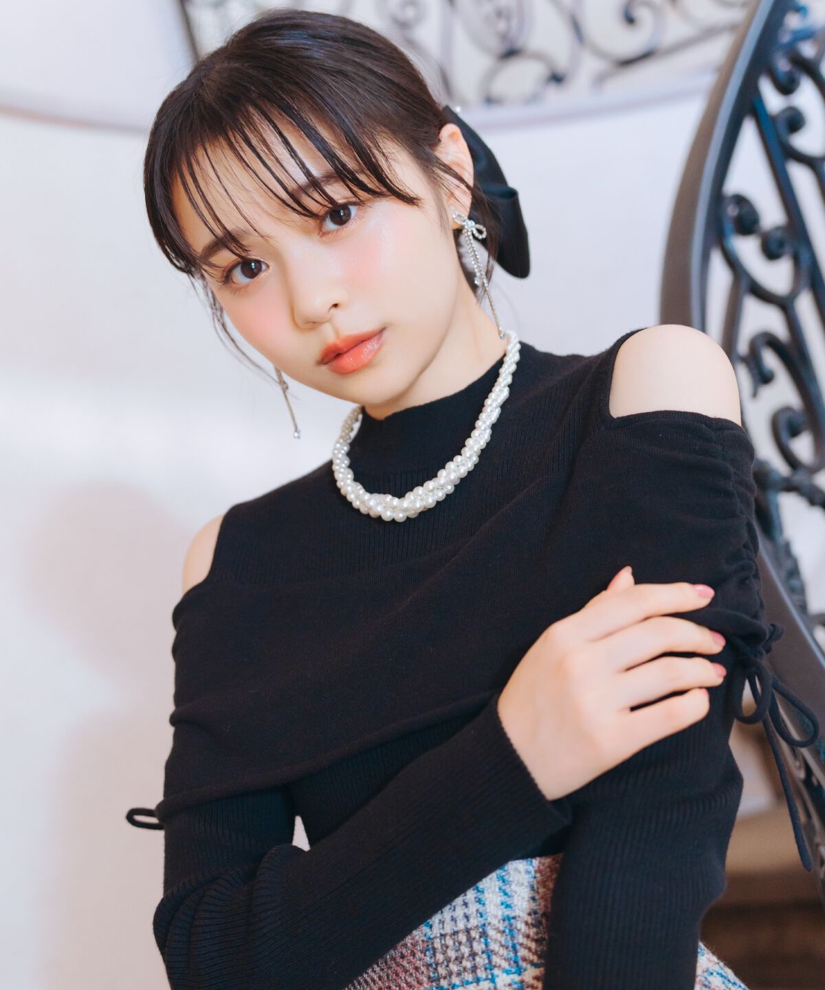 WILLSELECTION「ギャザーリボンオフショルニット」|ニット・セーター|ブラック