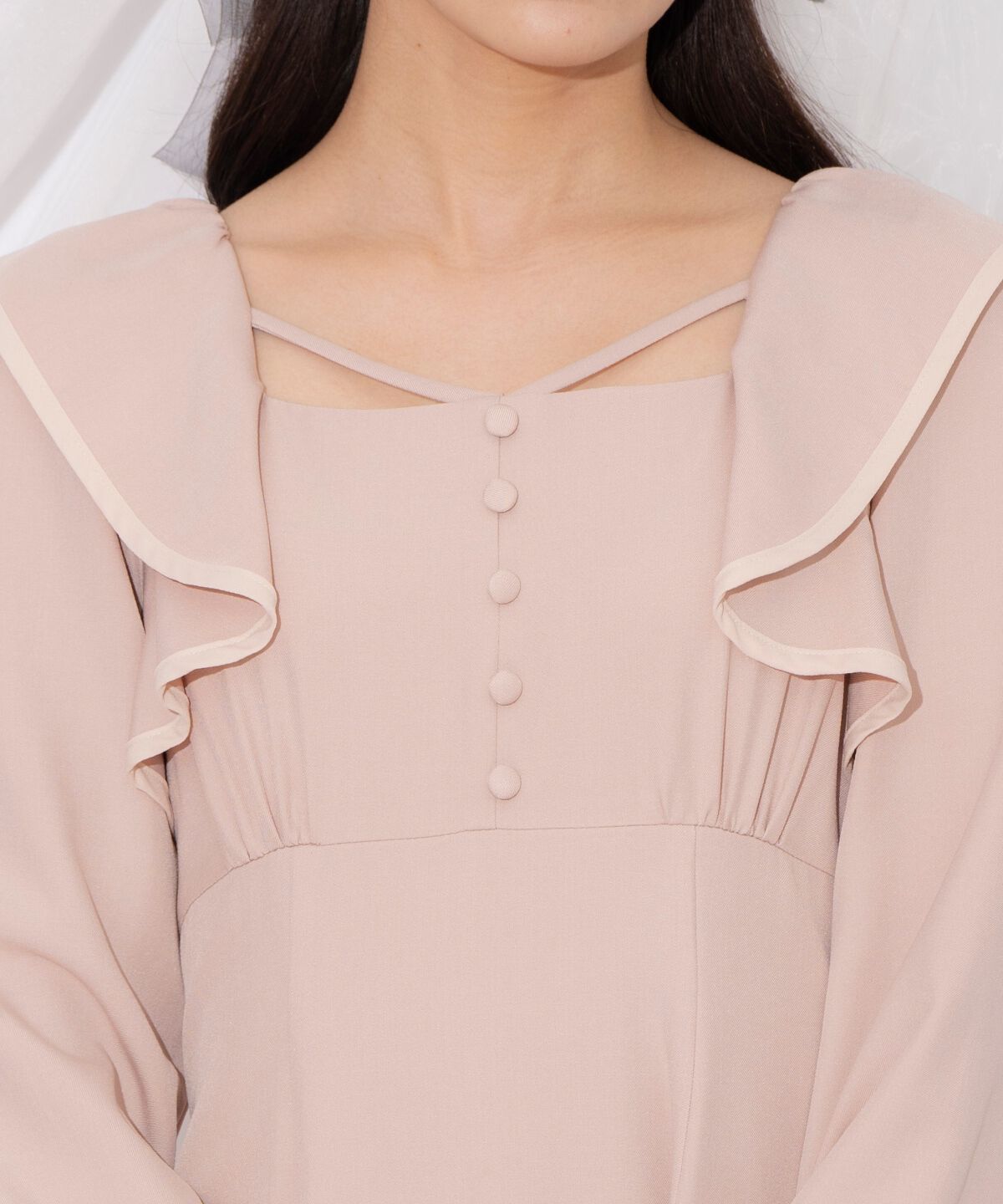 WILLSELECTION「配色パイピングフリルワンピース」|ワンピース|