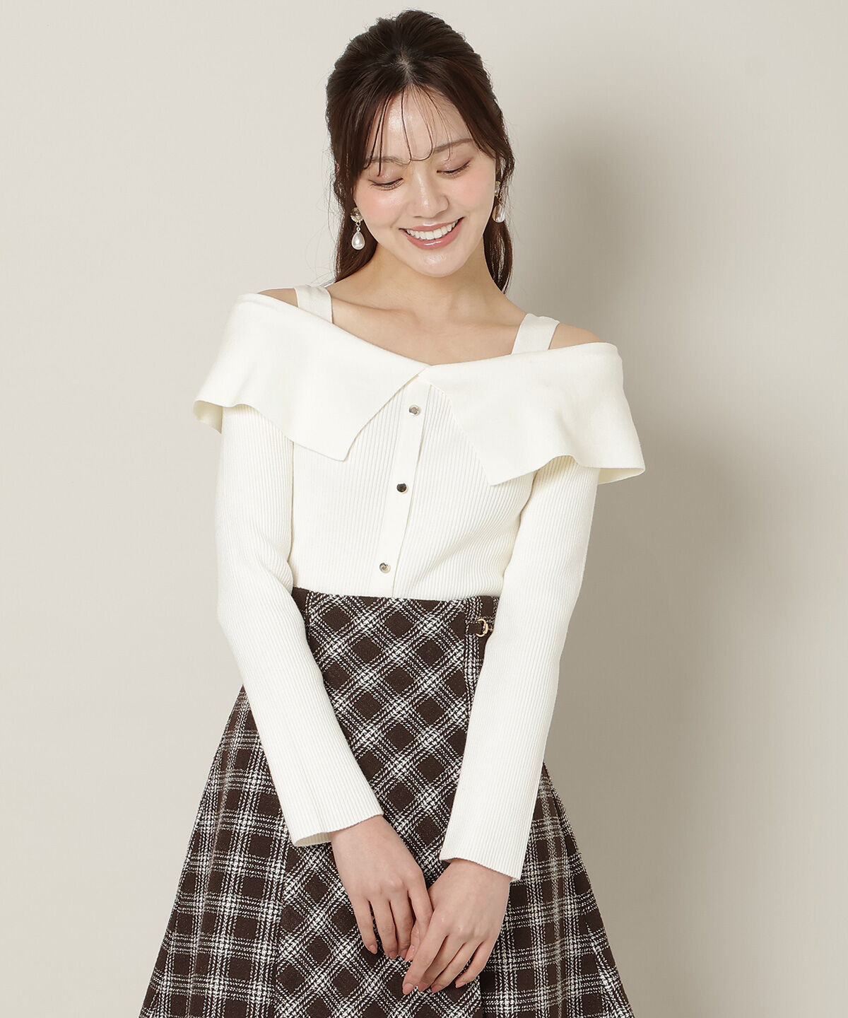 WILLSELECTION「リボンオフショルニットプルオーバー」|ニット・セーター|