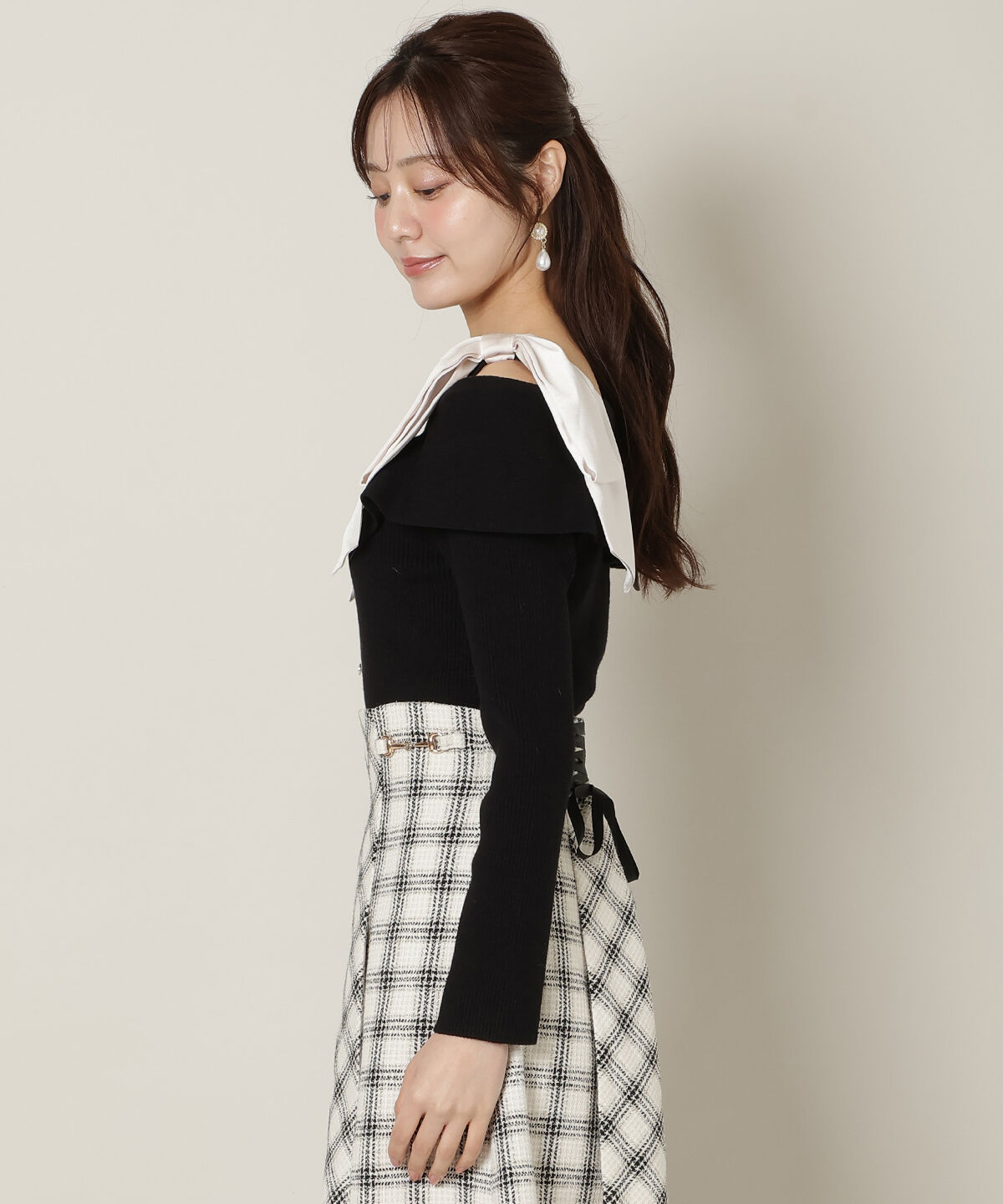 WILLSELECTION「リボンオフショルニットプルオーバー」|ニット・セーター|