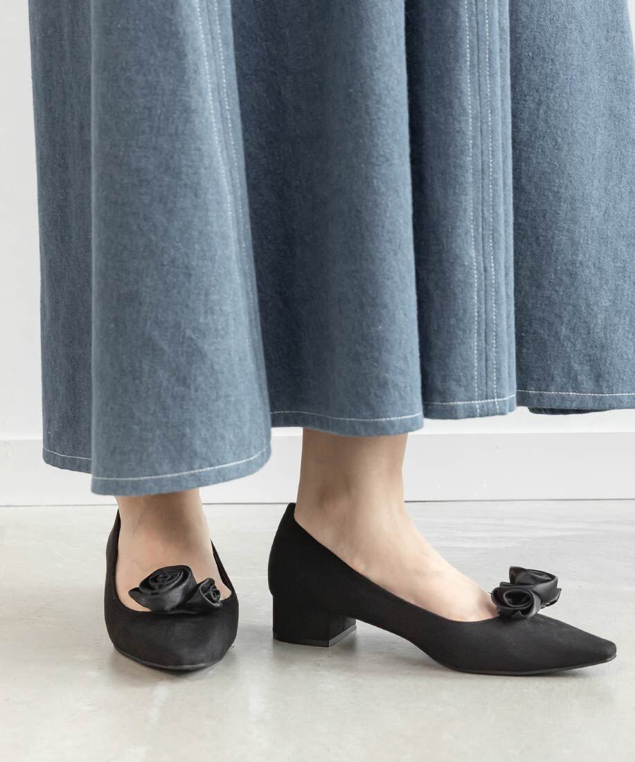  「2WAY ローズモチーフフラットパンプス」|パンプス|