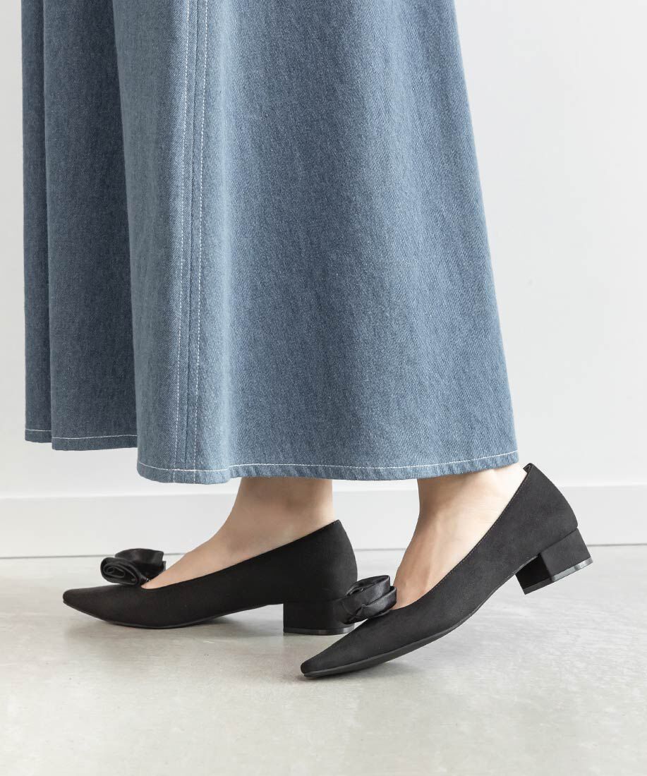  「2WAY ローズモチーフフラットパンプス」|パンプス|