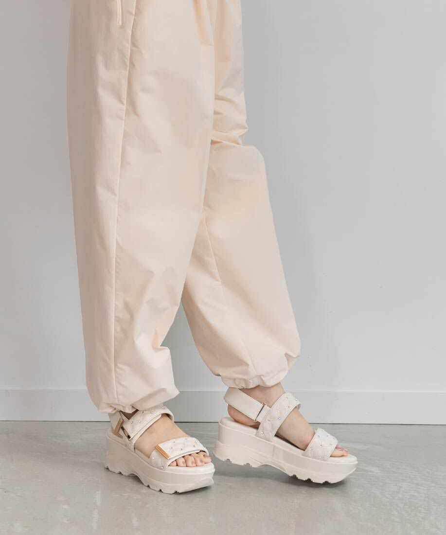  「ビジュー&times;キルティング スポーツサンダル」|サンダル|