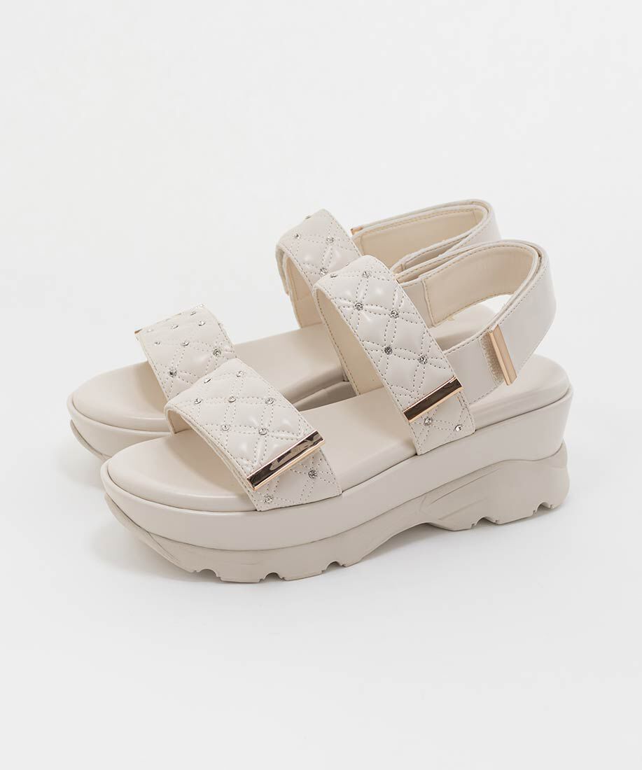  「ビジュー&times;キルティング スポーツサンダル」|サンダル|