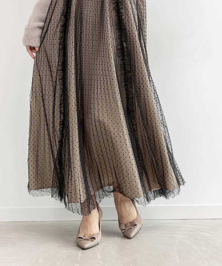  「【走れる美脚パンプス】コンビマテリアルリボンフィットパンプス」|パンプス|