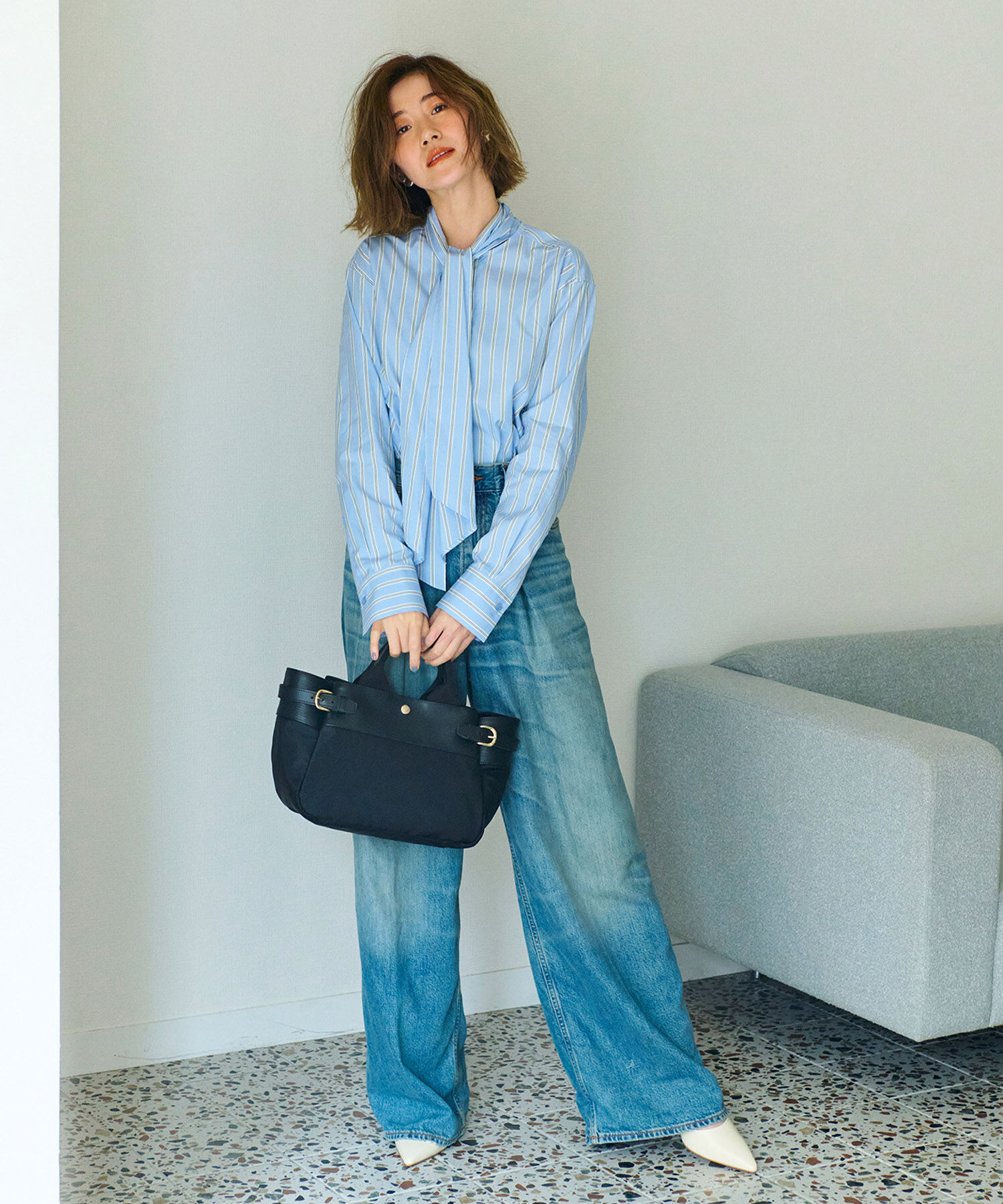 TOPKAPI BREATH「【Breath TOPKAPI】RIPPLE リプル ナイロン コンビ ベルト デザイン ミニ トートバッグ」|トートバッグ|