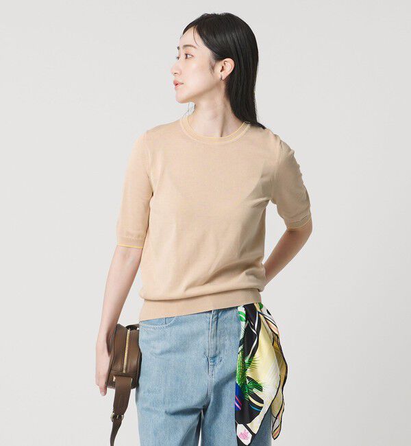 UNITED ARROWS「18G ハーフスリーブ クルーネックニット ‐ウォッシャブル‐」|ニット・セーター|