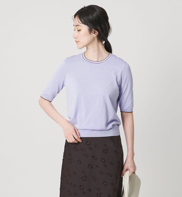 UNITED ARROWS「18G ハーフスリーブ クルーネックニット ‐ウォッシャブル‐」|ニット・セーター|LT.BLUE