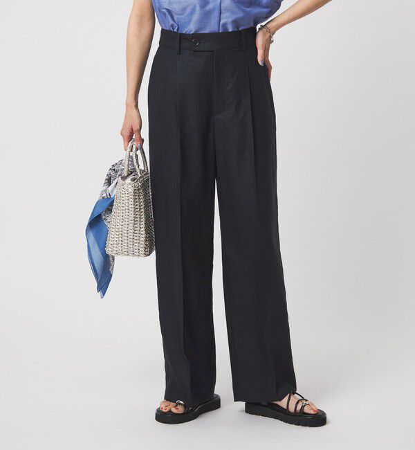 UNITED ARROWS green label relaxing「［size SHORT/TALLあり］ライト リネンライク ストレート パンツ UVカット 通気性」|スラックス|