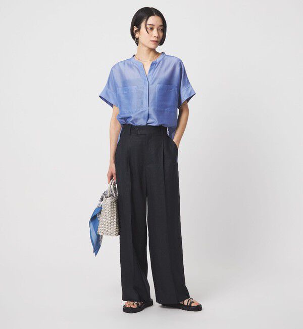 UNITED ARROWS green label relaxing「［size SHORT/TALLあり］ライト リネンライク ストレート パンツ UVカット 通気性」|スラックス|