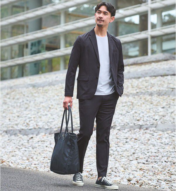 UNITED ARROWS green label relaxing「【WEB限定】JUST fit エアリーカルゼ ナロー セットアップ-2WAYストレッチ・吸水速乾-」|スーツ|NAVY