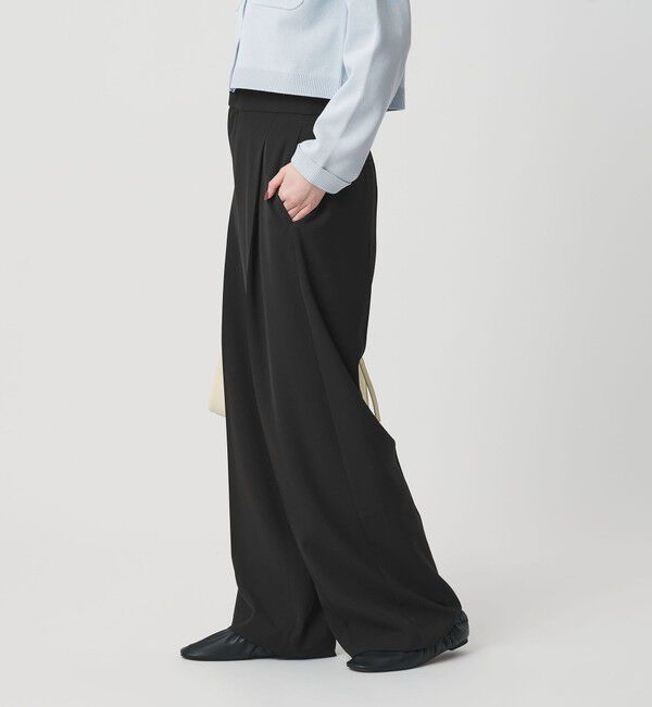 BEAUTY&YOUTH UNITED ARROWS「【WEB限定 Wardrobe DAILY MINIMAL】ダブルクロス タックワイドストレートパンツ ウォッシャブル」|スラックス|