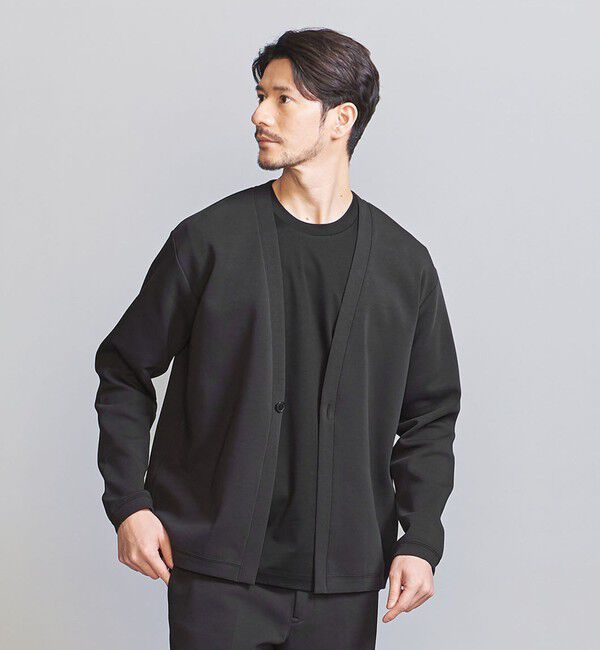 BEAUTY&YOUTH UNITED ARROWS「【WEB限定 WARDROBE SMART】ダブルニット カーディガン/セットアップ対応【抗菌・防臭】」|カーディガン|BLACK