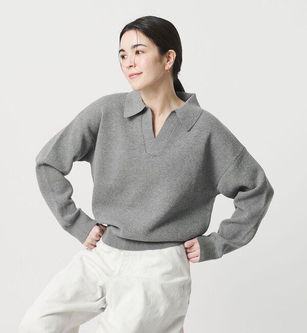 BEAUTY&YOUTH UNITED ARROWS「【WEB限定 Wardrobe DAILY MINIMAL】スキッパーニットプルオーバー ウォッシャブル」|ニット・セーター|DK.GRAY