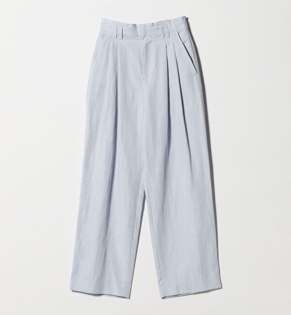 BEAUTY&YOUTH UNITED ARROWS「麻ブレンド バックゴム タック ワイドパンツ」|チノ|LT.BLUE