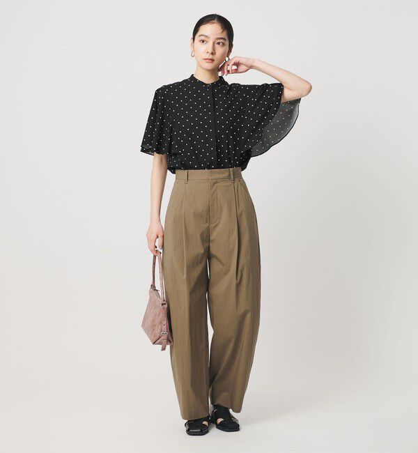 BEAUTY&YOUTH UNITED ARROWS「【WEB限定】ドット フリルスリーブブラウス ウォッシャブル」|シャツ・ブラウス|BLACK