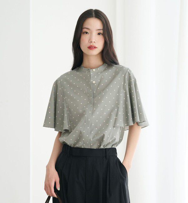 BEAUTY&YOUTH UNITED ARROWS「【WEB限定】ドット フリルスリーブブラウス ウォッシャブル」|シャツ・ブラウス|