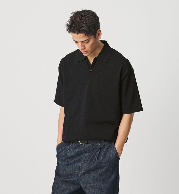 BEAUTY&YOUTH UNITED ARROWS「KNITEE クリンプコットン ニット ポロシャツ ウォッシャブル」|ニット・セーター|