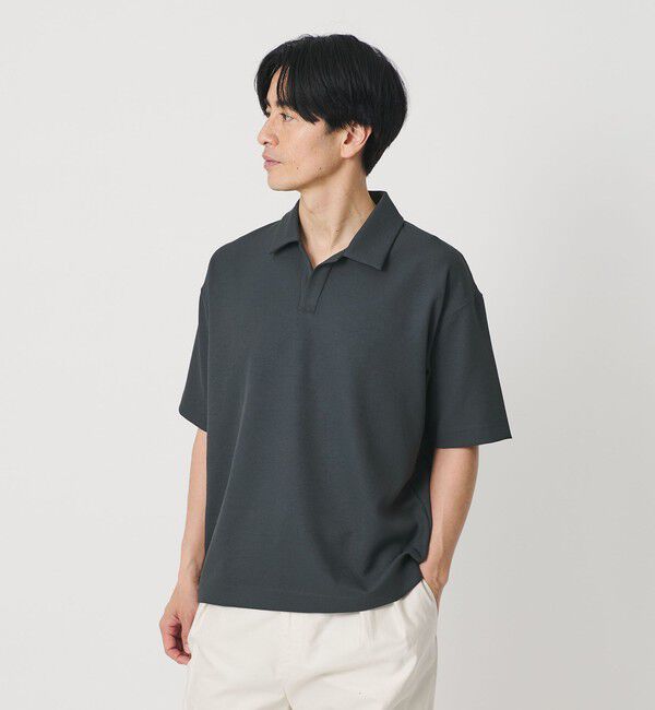 BEAUTY&YOUTH UNITED ARROWS「フュージョン ツイル スキッパー Tシャツ UVカット 透け防止 ストレッチ」|Tシャツ・カットソー|