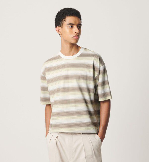 BEAUTY&YOUTH UNITED ARROWS「オンブレ ボーダー クルーネック Tシャツ」|Tシャツ・カットソー|