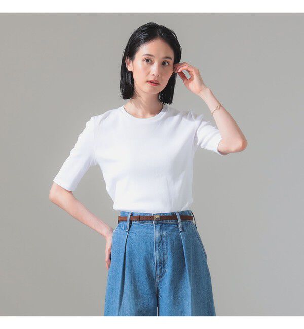 Demi-Luxe BEAMS 「【別注】スタイリスト佐藤佳菜子 &times; SLOANE / クルーネック リブTシャツ」|Tシャツ・カットソー|WHITE