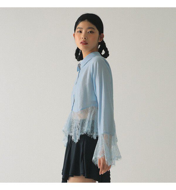 Ray BEAMS 「レース キリカエ フレア スリーブ シャツ」|シャツ・ブラウス|