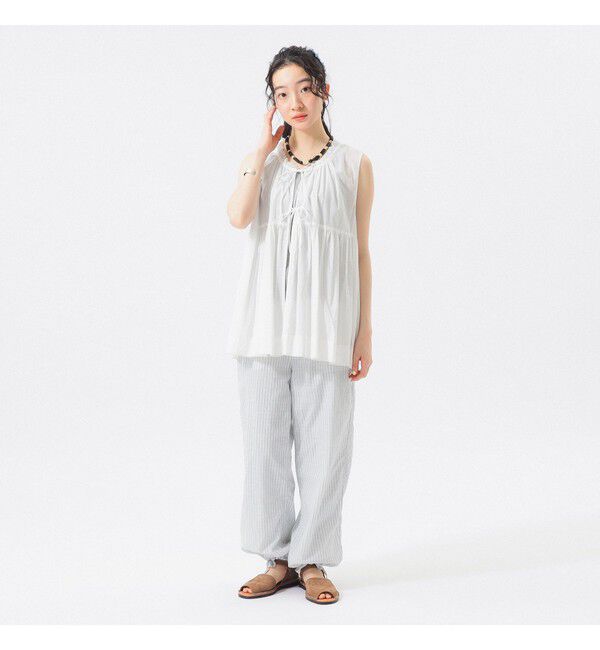 BEAMSBOY「コットン ギャザー ノースリーブ」|シャツ・ブラウス|