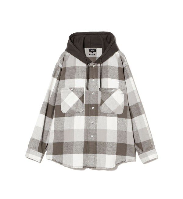 BEAMS「フード チェック ネルシャツ」|シャツ・ブラウス|GREY