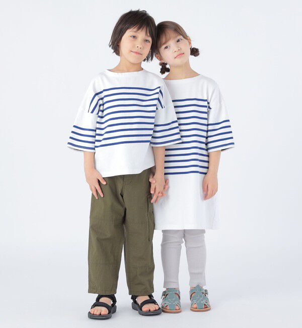 SHIPS KIDS「SHIPS KIDS:100～155cm / パネル ボーダー ワンピース」|ワンピース|ブルー
