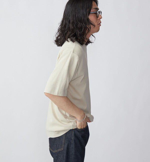 SHIPS「SHIPS:〈接触冷感〉トリコット ジャカード クルーネック Tシャツ」|Tシャツ・カットソー|