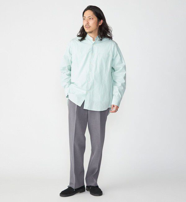 SHIPS「SHIPS: バンドカラー スーピマ コットン ポプリン ストライプ 長袖 シャツ」|シャツ・ブラウス|