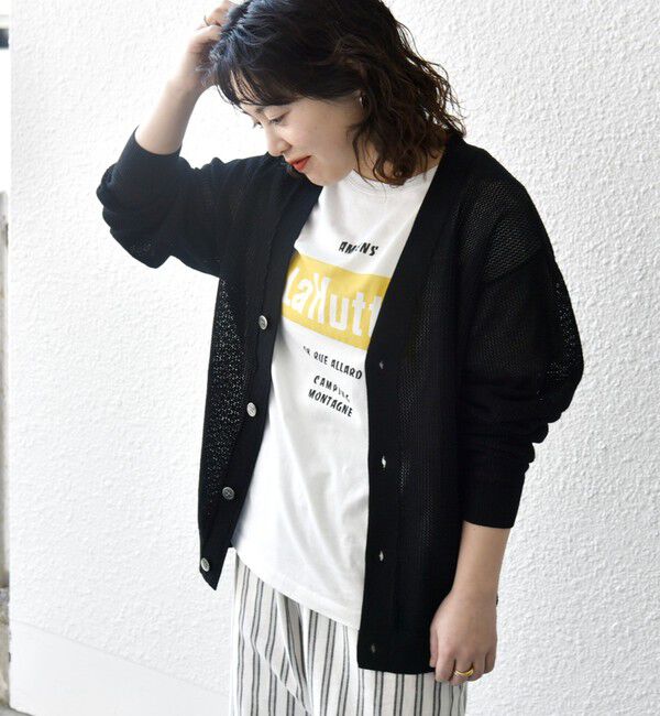 SHIPS any「SHIPS any: 〈洗濯機可能〉シアー ニット Vネック ボタン カーディガン◇」|カーディガン|