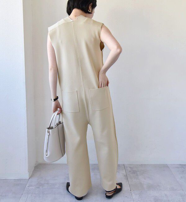 quaranciel「quaranciel:〈手洗い可能〉ディープVネック ニット オールインワン」|オールインワン|