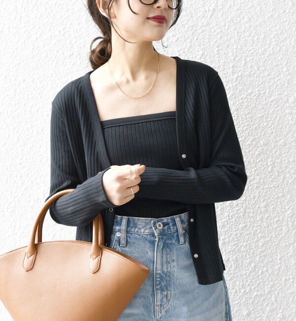 SHIPS any「SHIPS any:〈洗濯機可能〉テレコ ベアトップ セット カーディガン」|カーディガン|