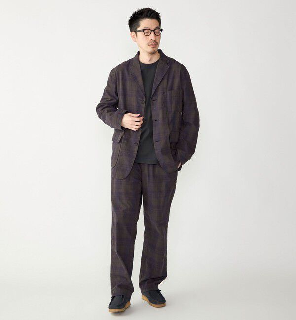 SHIPS「SHIPS: 〈セットアップ対応〉ダークトーン チェック コットン シャツ ジャケット」|テーラードジャケット|