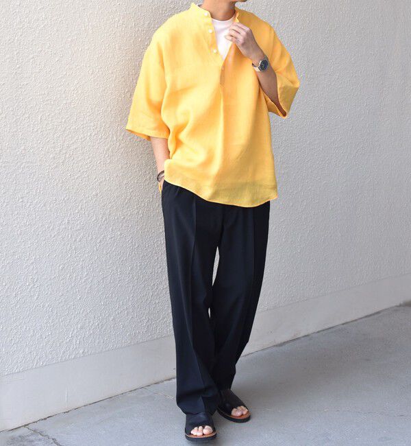 SHIPS any「SHIPS any: ピュアリネン バンド スキッパー ハーフスリーブ プルオーバー シャツ 25SS◇」|シャツ・ブラウス|