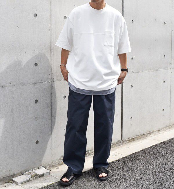 SHIPS any「SHIPS any: バックメッシュ / ストライプシャツ ドッキング フェイクレイヤード ポケット Tシャツ◇」|Tシャツ・カットソー|