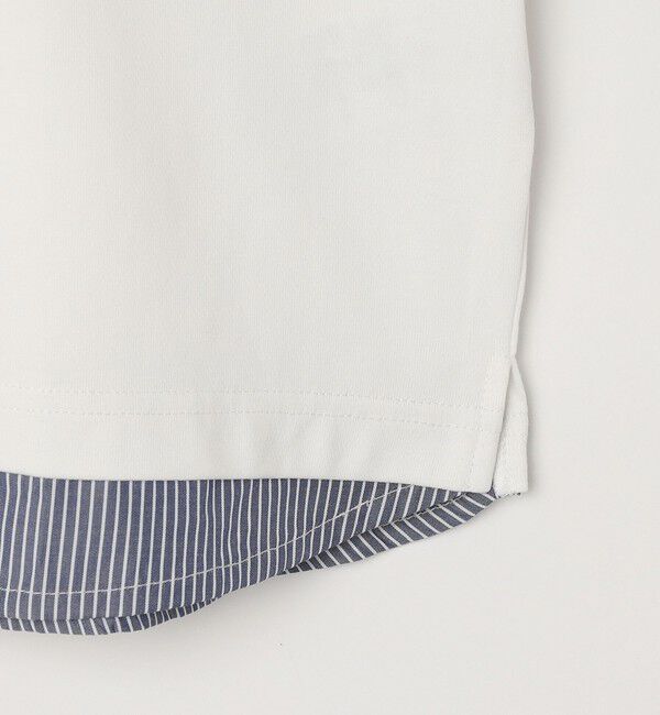 SHIPS any「SHIPS any: バックメッシュ / ストライプシャツ ドッキング フェイクレイヤード ポケット Tシャツ◇」|Tシャツ・カットソー|