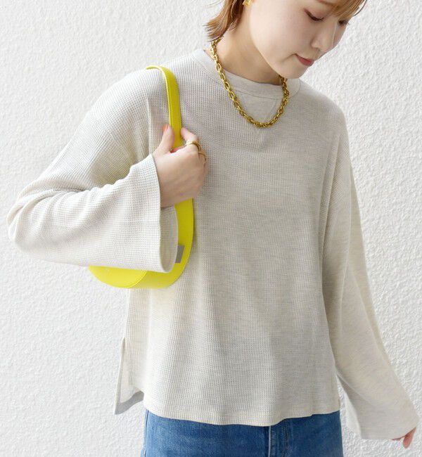 SHIPS for women「〈洗濯機可能〉ワイド スリーブ ワッフル プルオーバー」|Tシャツ・カットソー|