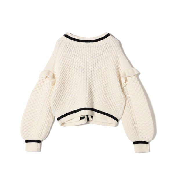 SHIPS for women「【WEB限定】袖 フリル チルデン ケーブル ライン カーディガン」|カーディガン|