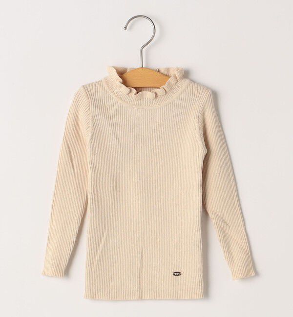SHIPS KIDS「SHIPS KIDS:85～95cm /〈手洗い可能〉リブ フリル タートルネック ニット」|ニット・セーター|ナチュラル