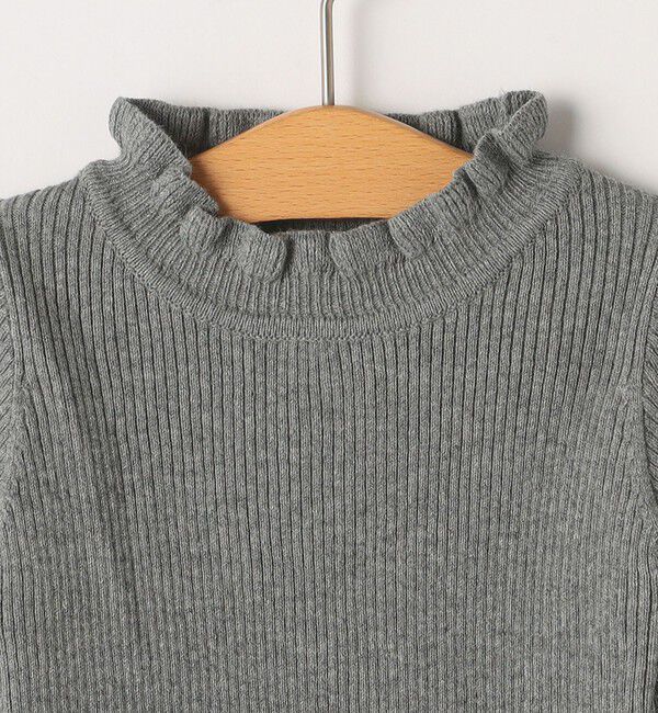 SHIPS KIDS「SHIPS KIDS:85～95cm /〈手洗い可能〉リブ フリル タートルネック ニット」|ニット・セーター|