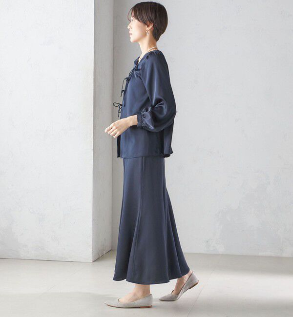 SHIPS for women「【SHIPS別注】troisiemeCHACO:〈手洗い可能〉サテン リボン ブラウス（セレモニー対応可）」|シャツ・ブラウス|