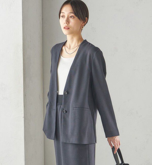 SHIPS for women「〈手洗い可能〉Asami 麻調合繊 カラーレス ジャケット」|ノーカラージャケット|