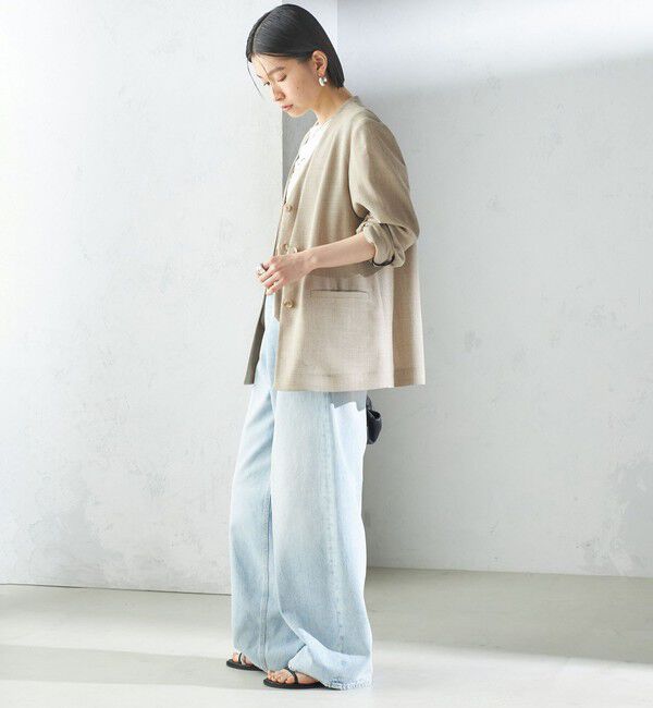 SHIPS for women「〈手洗い可能〉Asami 麻調合繊 カラーレス ジャケット」|ノーカラージャケット|